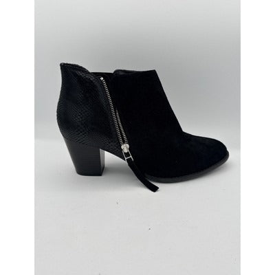 Vionic Women’s Black Faux Snakeskin Ankle Boots Size 10 – Zip-Up Comfort Booties