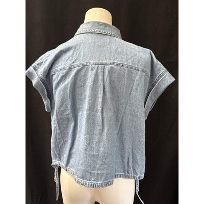 Madewell Womens Short Sleeve Button-Down Denim Shirt Top S