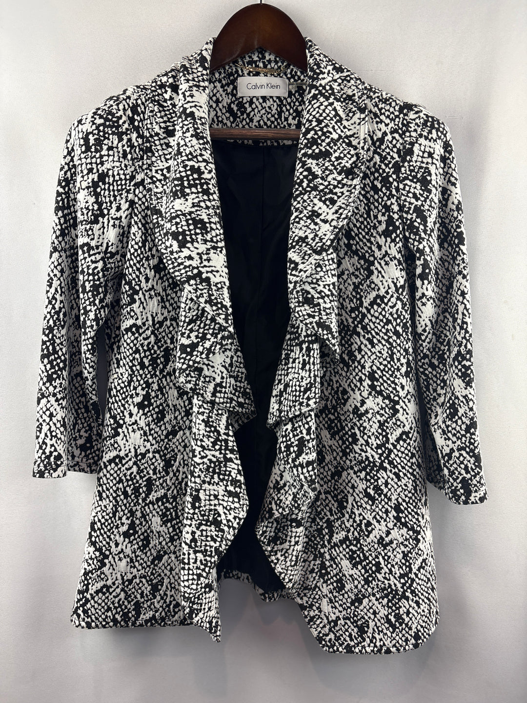 Women’s Calvin Klein Small White &amp; Black Patterned Blazer