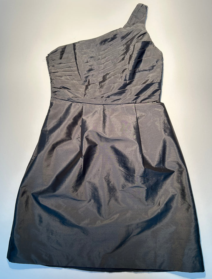 Monique Lhuillier Bridesmaids Gray One Shoulder Pleated Cocktail Knee Length Dress Size 8