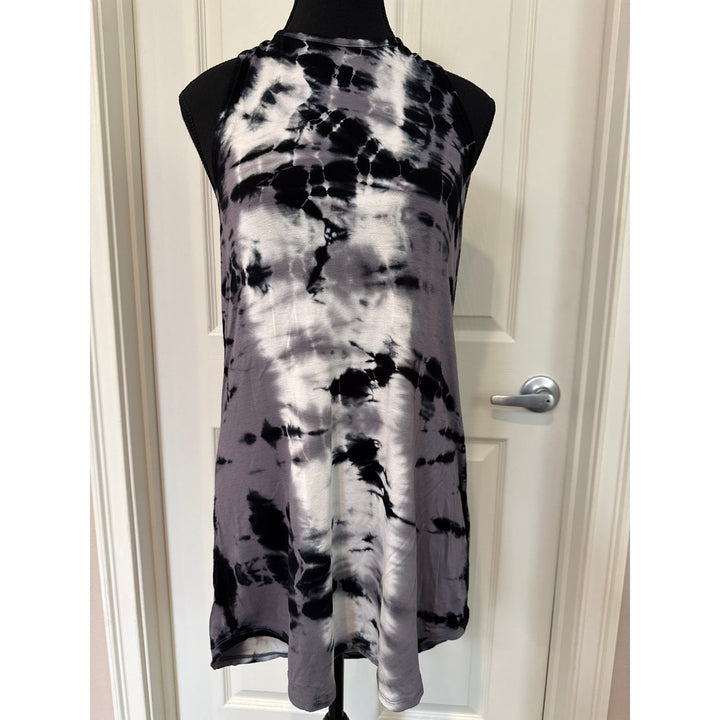 Mossimo Black Tie Dye Graphic  Sleeveless dress with exposed back zipper Sz L