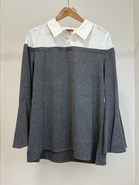 Vince Camuto Layered Look Bell Sleeve Tunic Top SzL