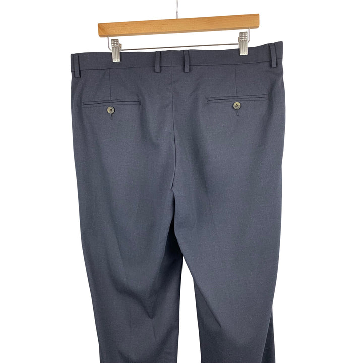 Haggar Mens 36x30 Premium Stretch Dress Pants Straight Fit Navy Polyester & Viscose