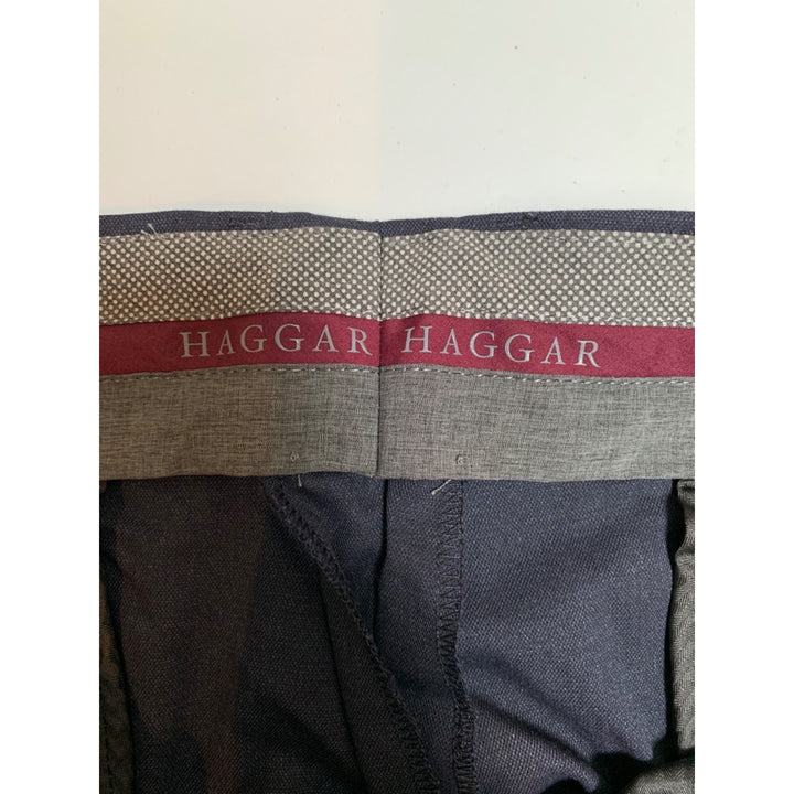 Haggar Mens 36x30 Premium Stretch Dress Pants Straight Fit Navy Polyester & Viscose