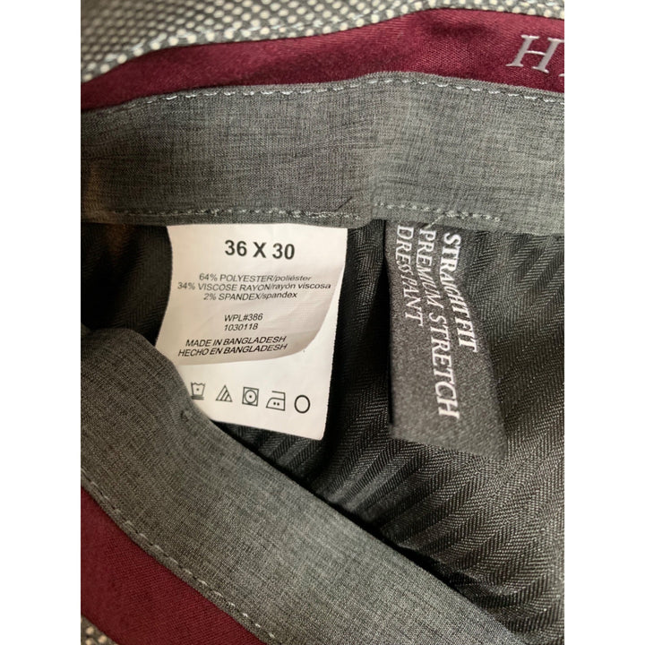 Haggar Mens 36x30 Premium Stretch Dress Pants Straight Fit Navy Polyester & Viscose