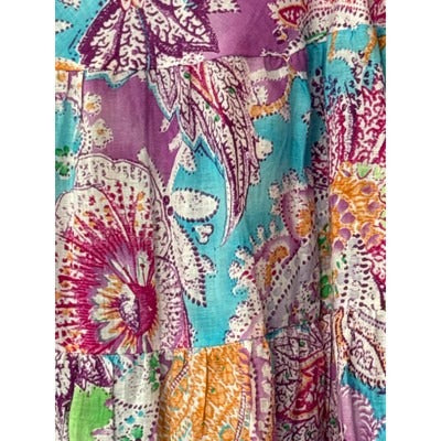 Women’s Green Tag Ralph Lauren Purple Floral Cotton Maxi Skirt Sz XL
