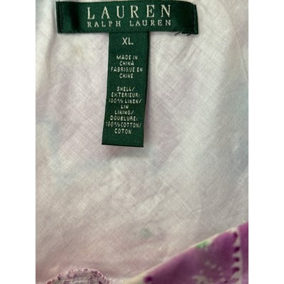 Women’s Green Tag Ralph Lauren Purple Floral Cotton Maxi Skirt Sz XL