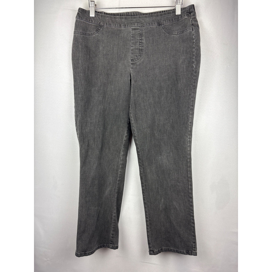Isaac Mizrahi Live! Womens Gray Denim-Look Stretch Pull-On Pants Size 8P