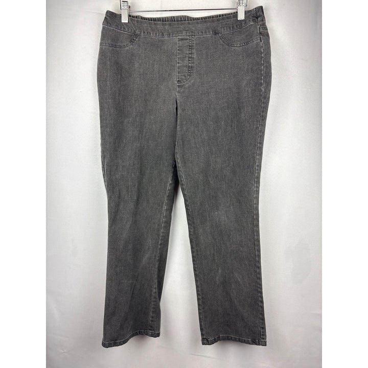 Isaac Mizrahi Live! Womens Gray Denim-Look Stretch Pull-On Pants Size 8P