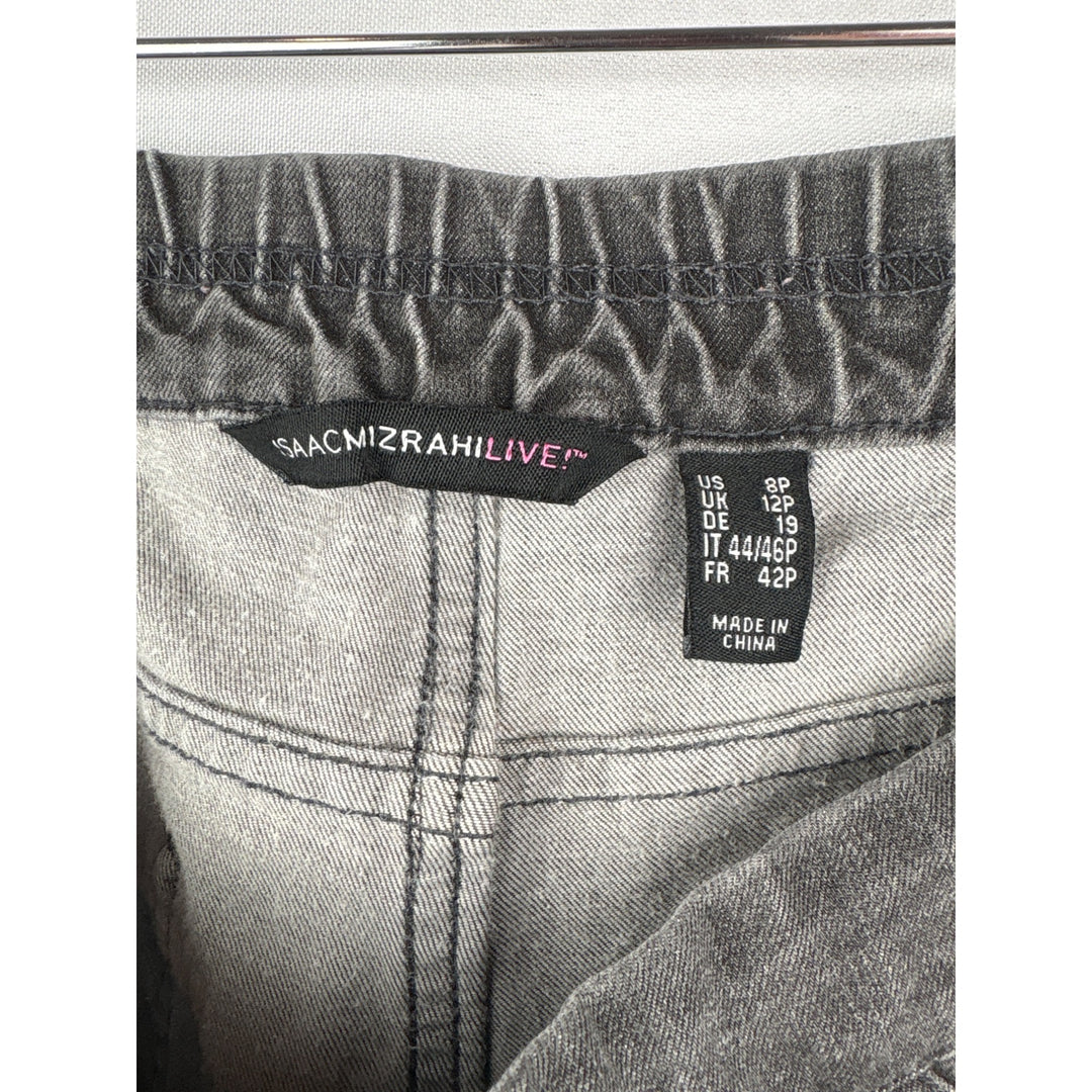 Isaac Mizrahi Live! Womens Gray Denim-Look Stretch Pull-On Pants Size 8P