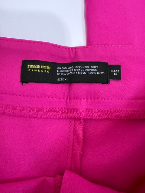 Finesse Hot Pink Feather‑Cuff Suit Set SzXL(14-16)  NWOT