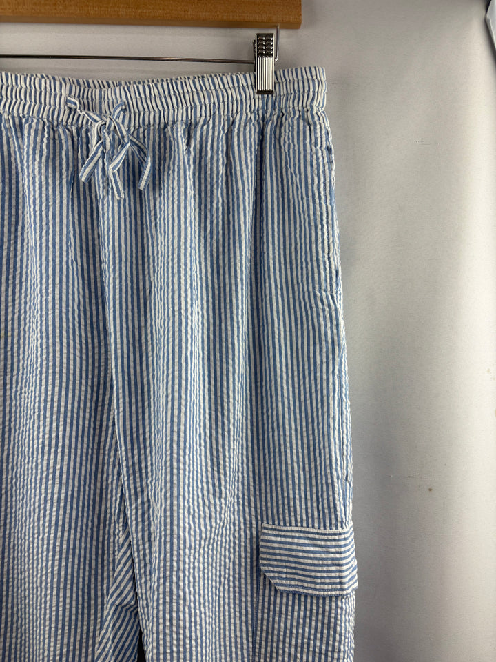 Women’s Silhouettes XL Blue & White Striped Cargo Lounge Pants