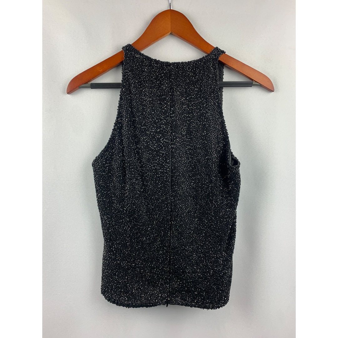 Women’s Caché Black Beaded Zipper Top Size M