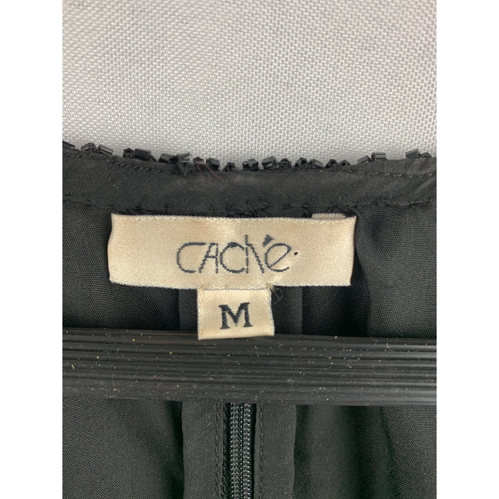 Women’s Caché Black Beaded Zipper Top Size M