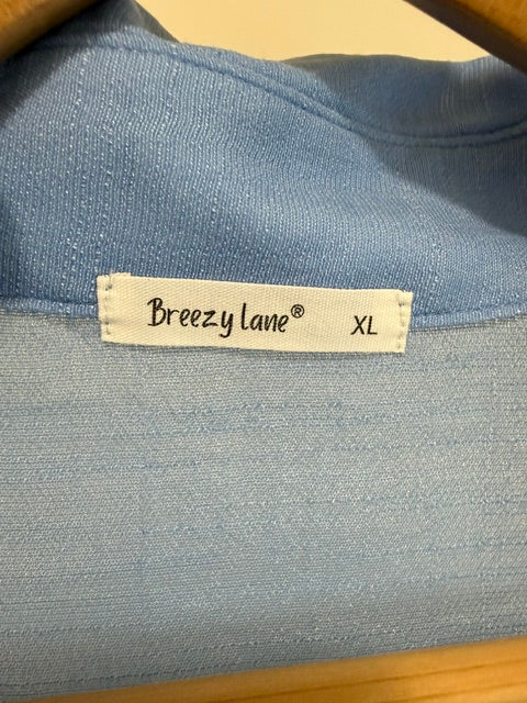 Breezy Lane Oversized Button Front Blouse Light Blue SzXL