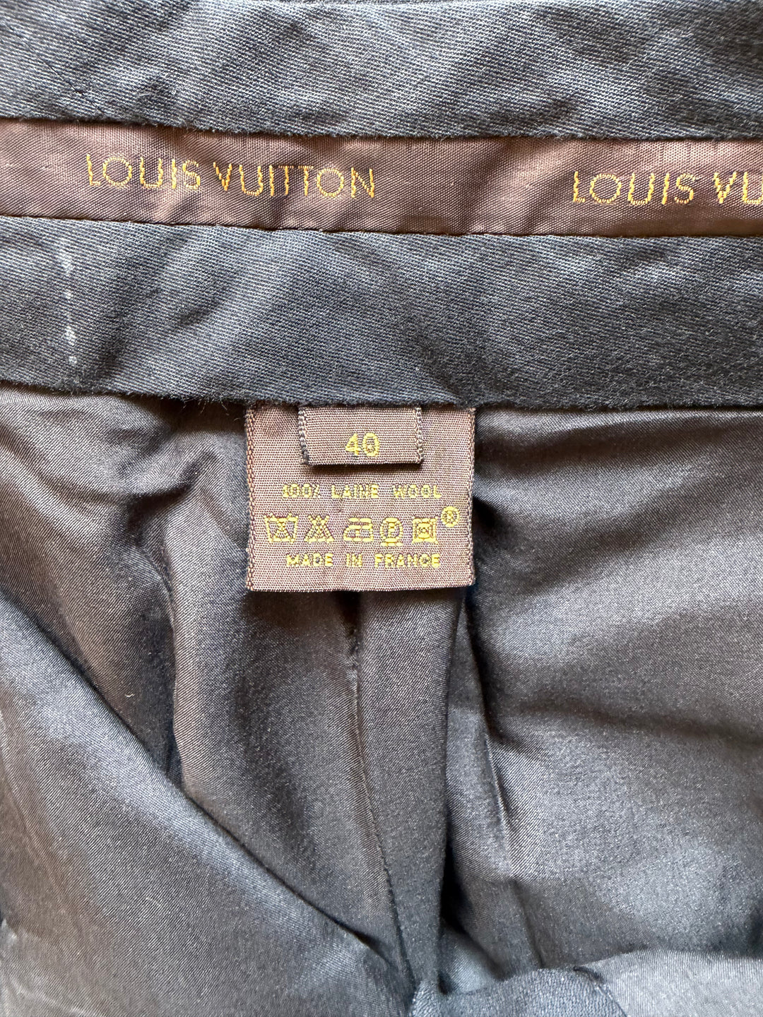 Vintage Louis Vuitton Black Wool Trousers Size 40 Made in France