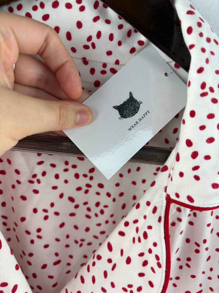 Women’s The Cat’s Pajamas Size 1X White w/ Red Dots PJ Set