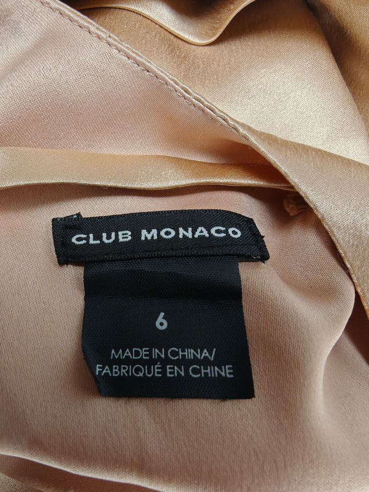 Women Club Monaco Silk Cowl Back Dress Champagne Size 6