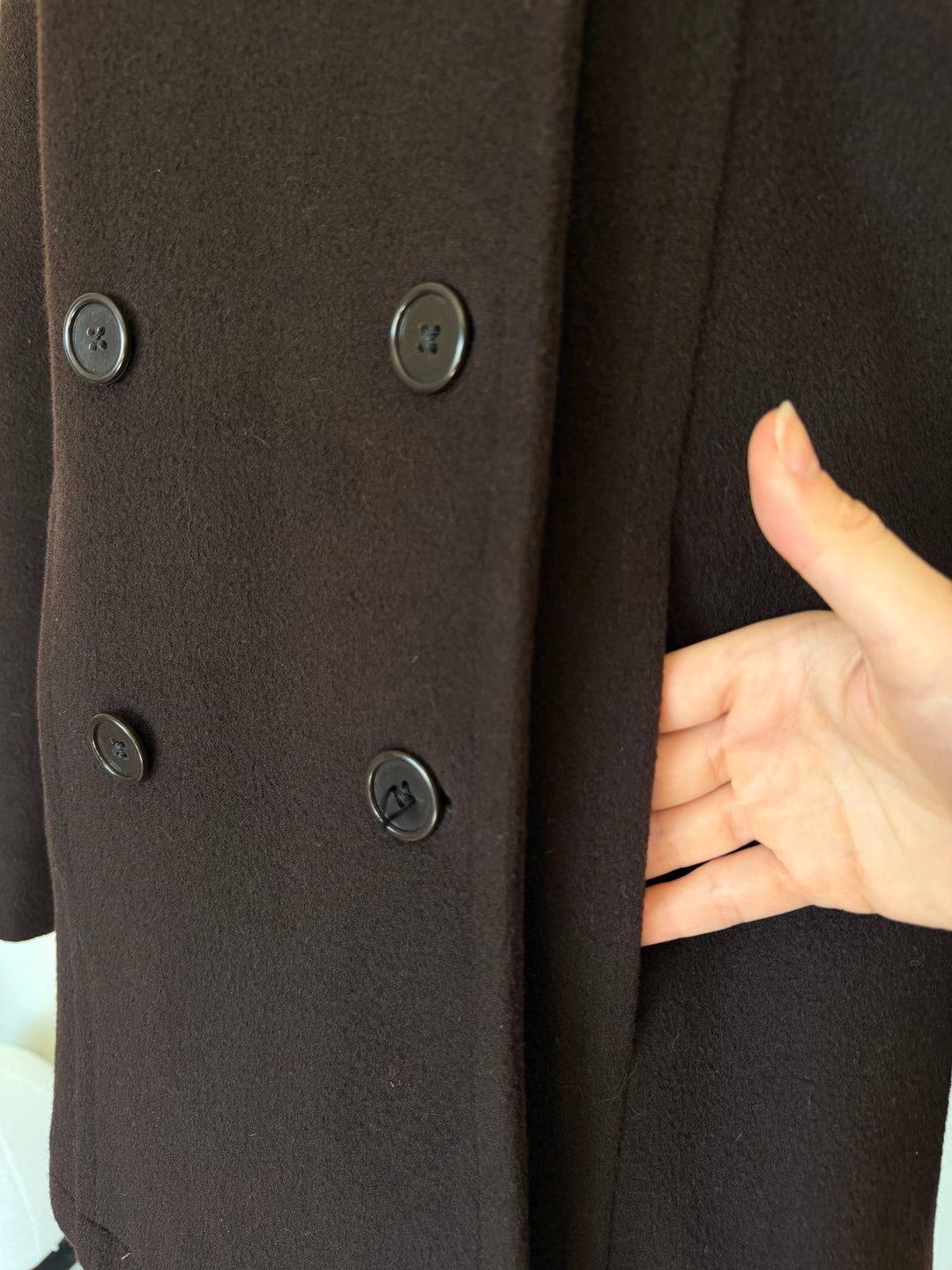 Vintage Calvin Klein 100% Merino Wool Chocolate Brown Double-Breasted Peacoat