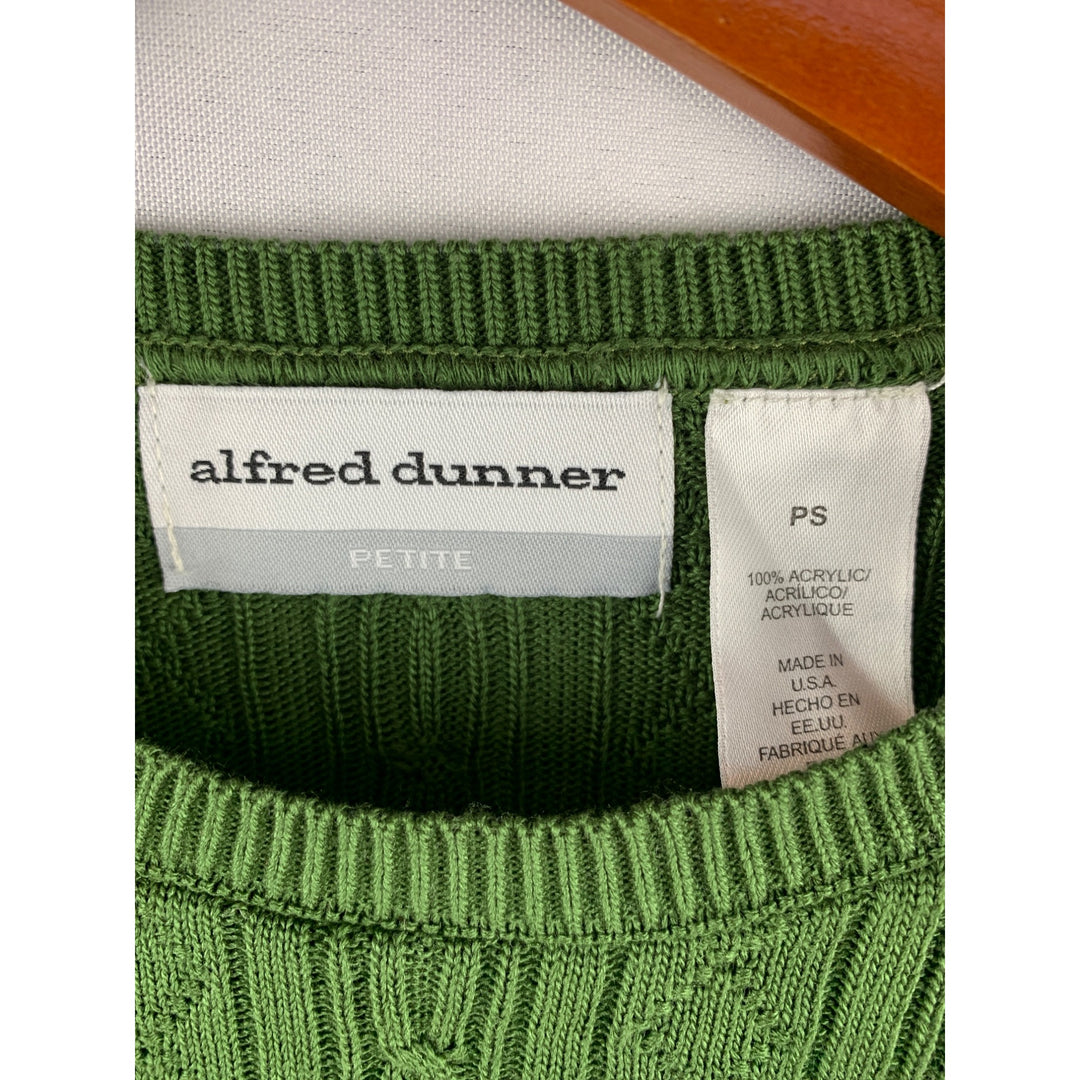 Alfred Dunner Petite Size PS Cable Knit Green Sweater