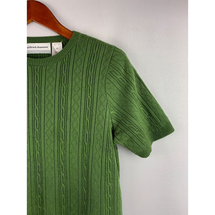 Alfred Dunner Petite Size PS Cable Knit Green Sweater