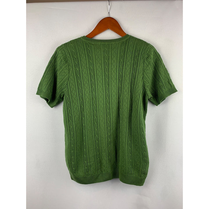 Alfred Dunner Petite Size PS Cable Knit Green Sweater