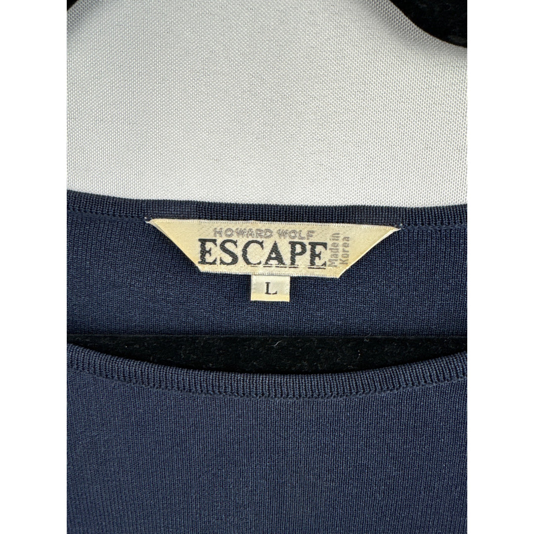 Women’s Howard Wolf Escape Size Large Navy Short Sleeve Blouse