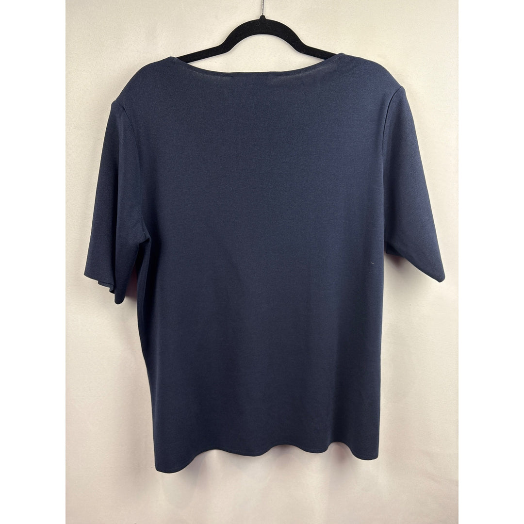 Women’s Howard Wolf Escape Size Large Navy Short Sleeve Blouse