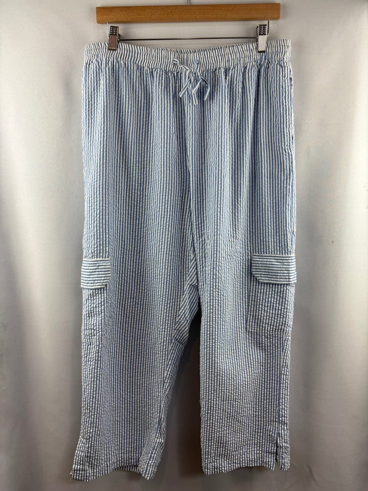Women’s Silhouettes XL Blue & White Striped Cargo Lounge Pants