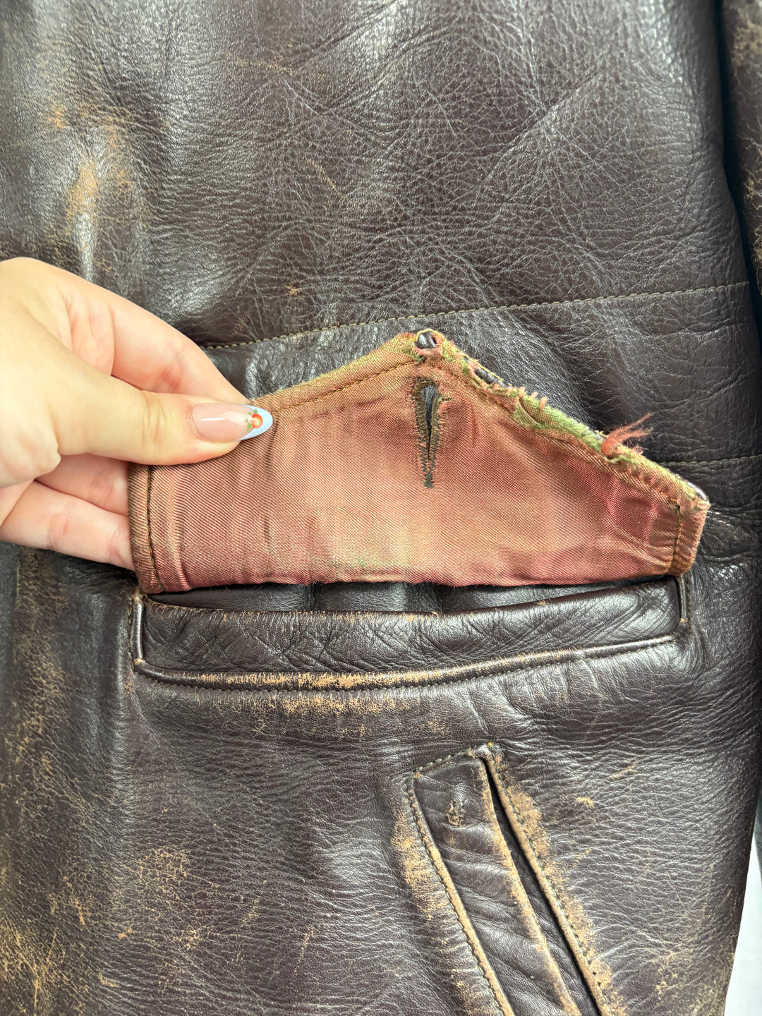 Men’s Admiral Byrd Large Vintage 1940’s-50’s Brown Leather Jacket