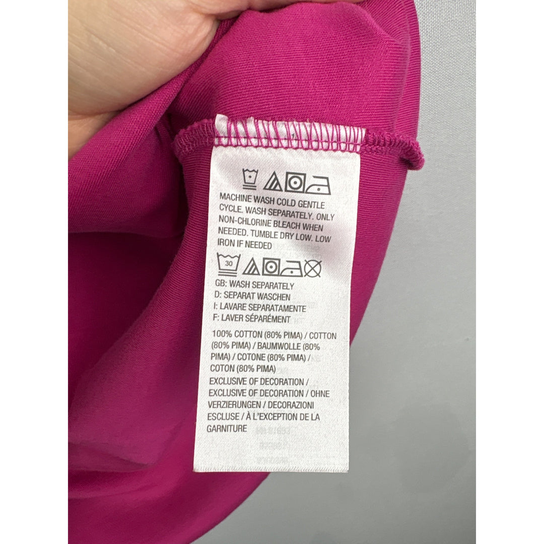 Isaac Mizrahi Live! Essentials Womens Pink T-Shirt 1X Cotton Blend Crew Neck Short Sleeve Made In Vietnam