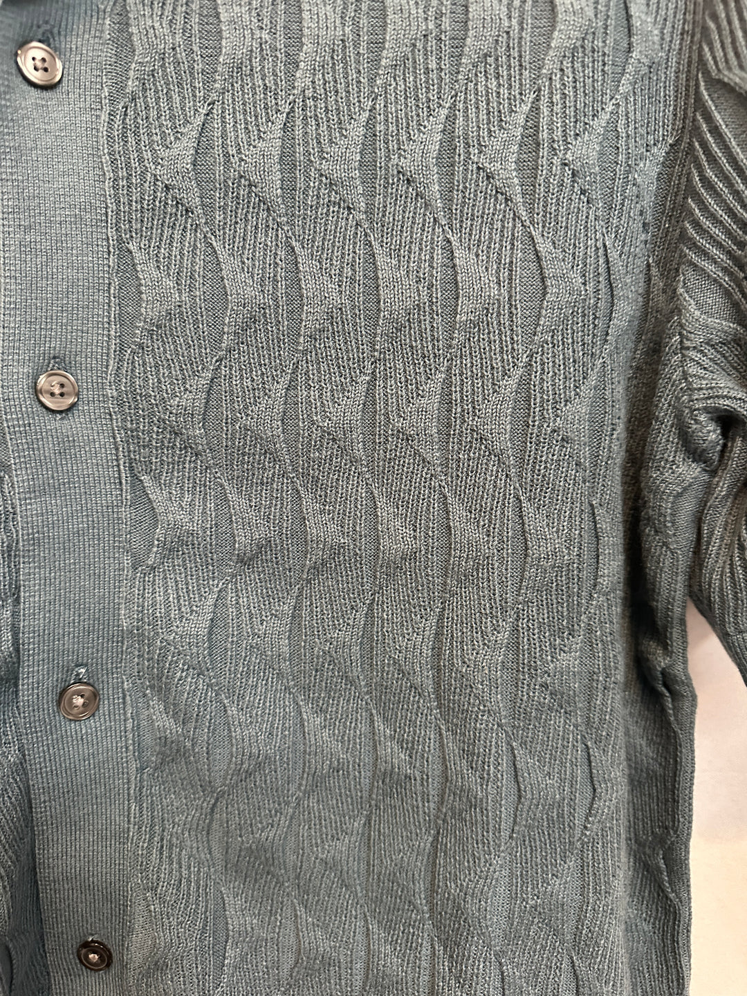 Men’s Abercrombie & Fitch Teal Cable-Knit Short-Sleeve Polo Size M