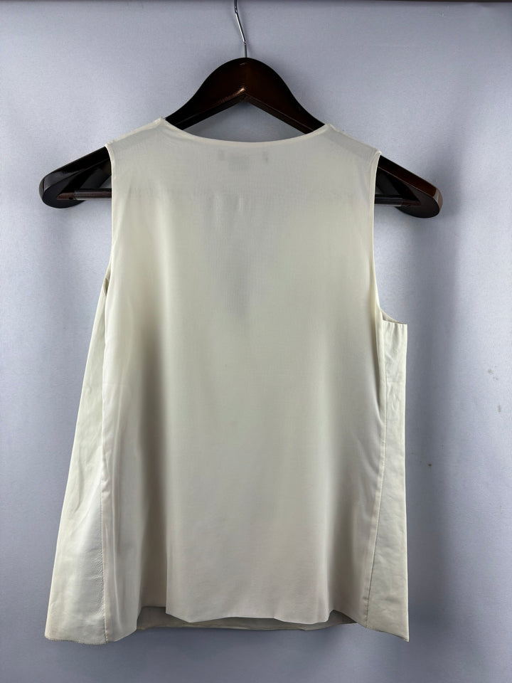 Women’s Vince Size 4 Cream Leather Sleeveless Blouse