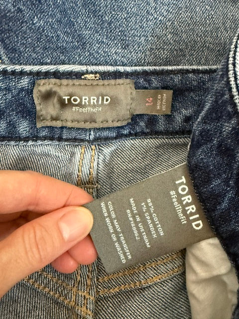 Torrid Distressed Denim Shorts Raw Hem 