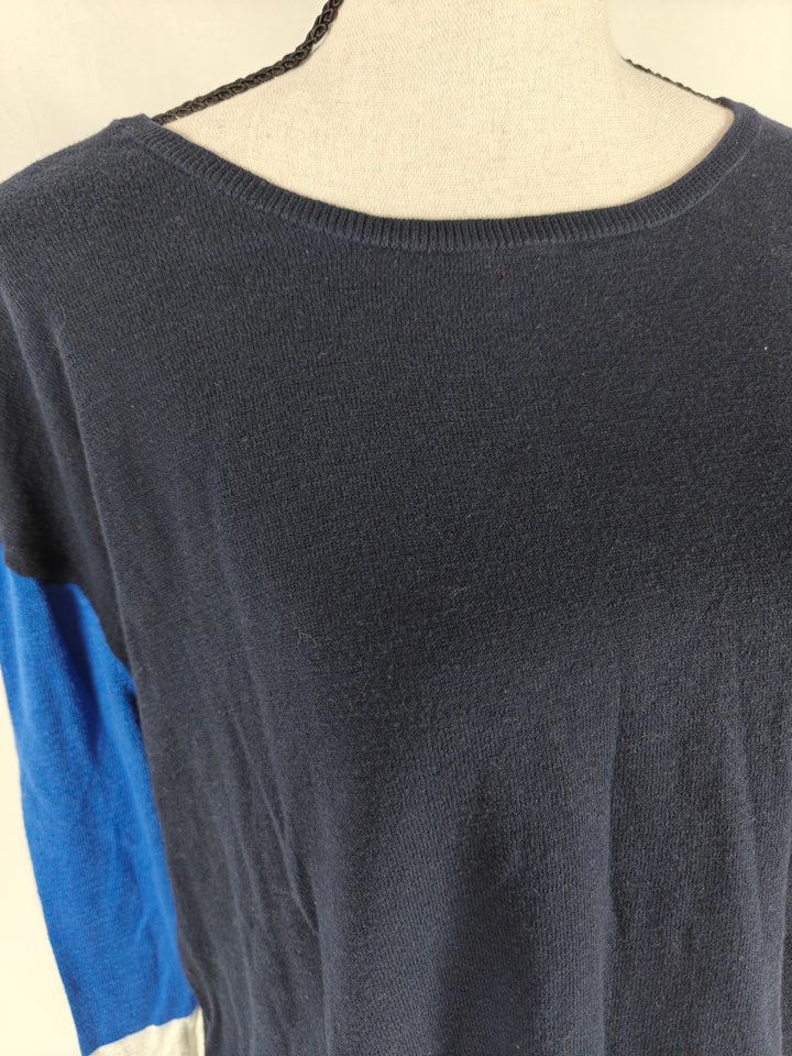 Womens Vince Colorblock Sweater Navy Blue Size S