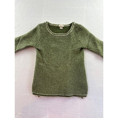 J.Crew XS Green Textured Knit Sweater With Contrast Trim
