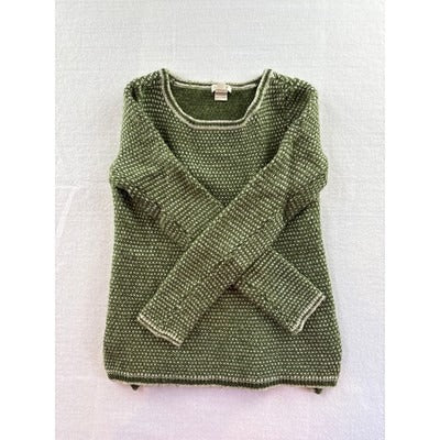 J.Crew XS Green Textured Knit Sweater With Contrast Trim