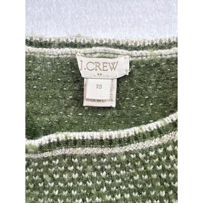 J.Crew XS Green Textured Knit Sweater With Contrast Trim