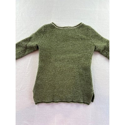 J.Crew XS Green Textured Knit Sweater With Contrast Trim