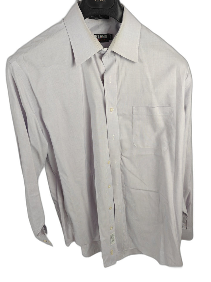 Men’s Kirkland Signature Dress Shirt White Purple Stripe 17 1/2 36