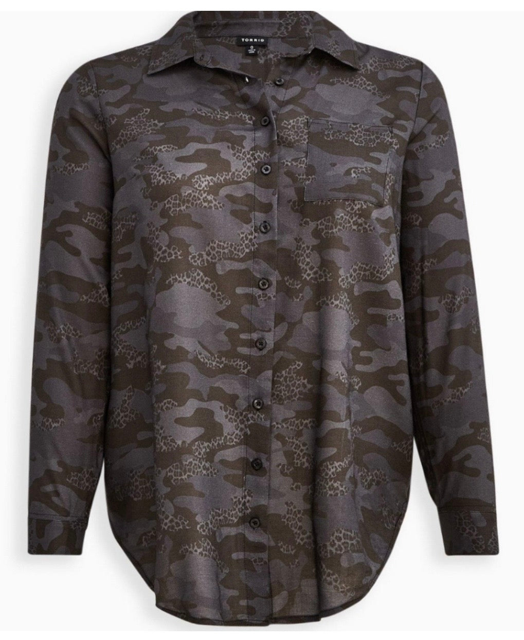 Torrid Lizzie Brushed Camo Print Button Front Shirt Sz1/ 1X/ 14-16
