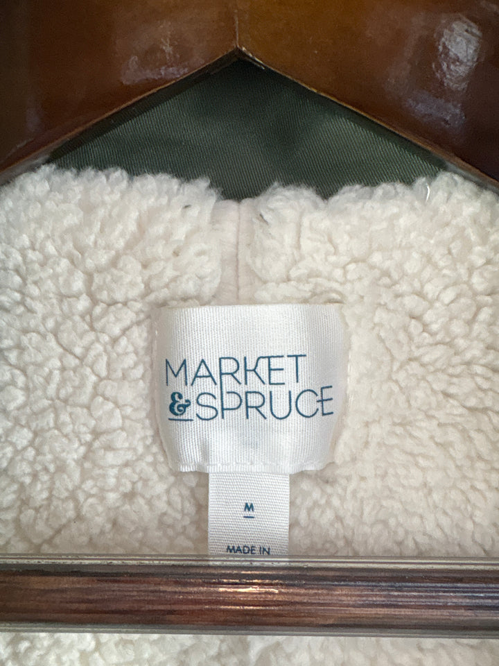 Women’s Market &amp; Spruce Medium Army Green Faux Fur Lined Vest