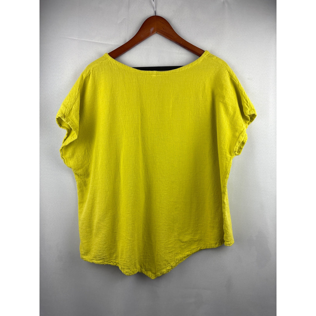 Oh My Gauze! Womens Yellow Top Size 3 100% Cotton Made In Mexico