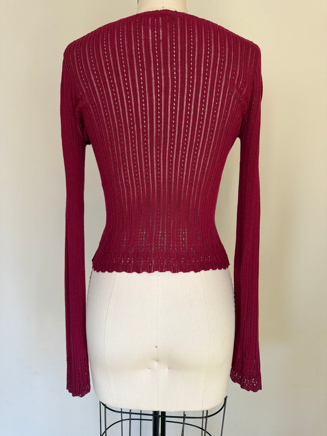 Archival John Galliano Era Christian Dior Burgundy V-Neck Sweater