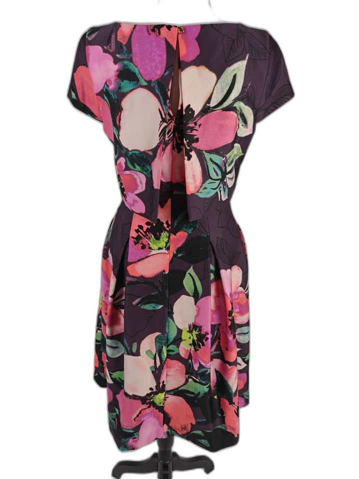 Women’s Vince Camuto Floral Fit &amp; Flare Dress Purple Pink Size 2