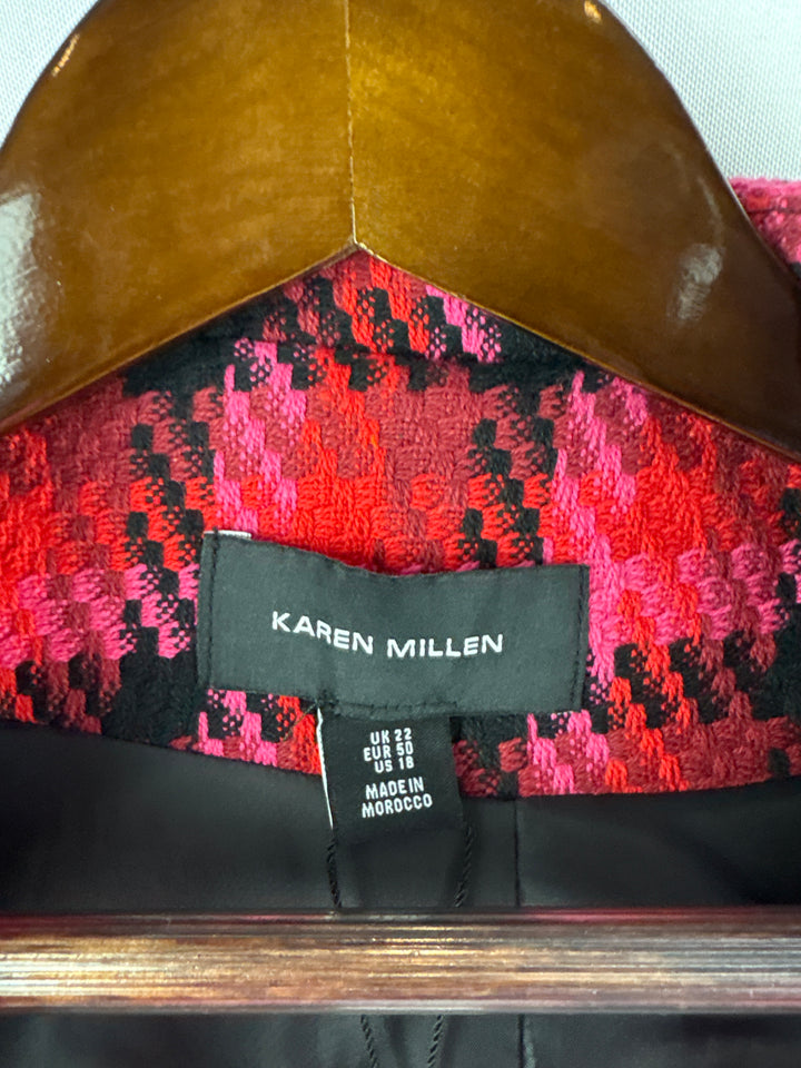 Women’s Karen Millen Size 18 Pink Red &amp; Black Blazer