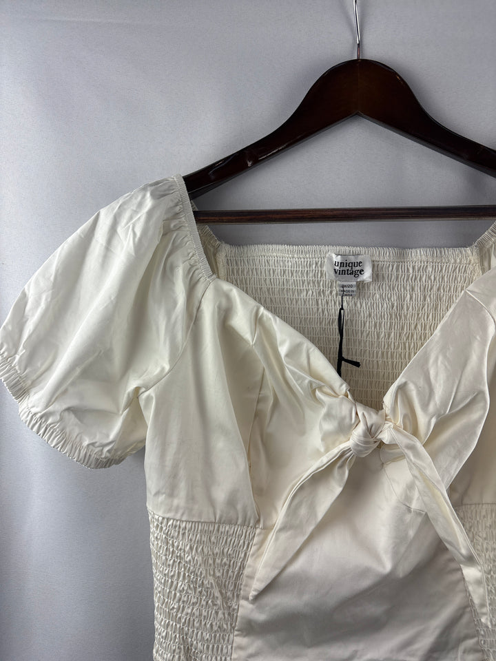 Women’s Unique Vintage 3X Cream Peasant Blouse