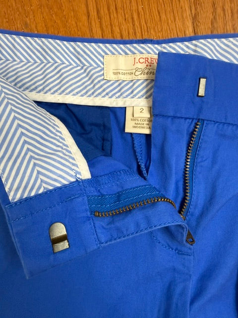 J.Crew Broken‑In Chino Shorts – Vibrant Blue, 100% Cotton, Sz2