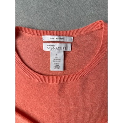 Women’s Nordstrom Signature Salmon Cashmere 3/4 Sleeve Sweater Sz L