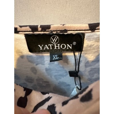 Yathon XL Strappy MIDI Dress Leopard print black on beige v neck